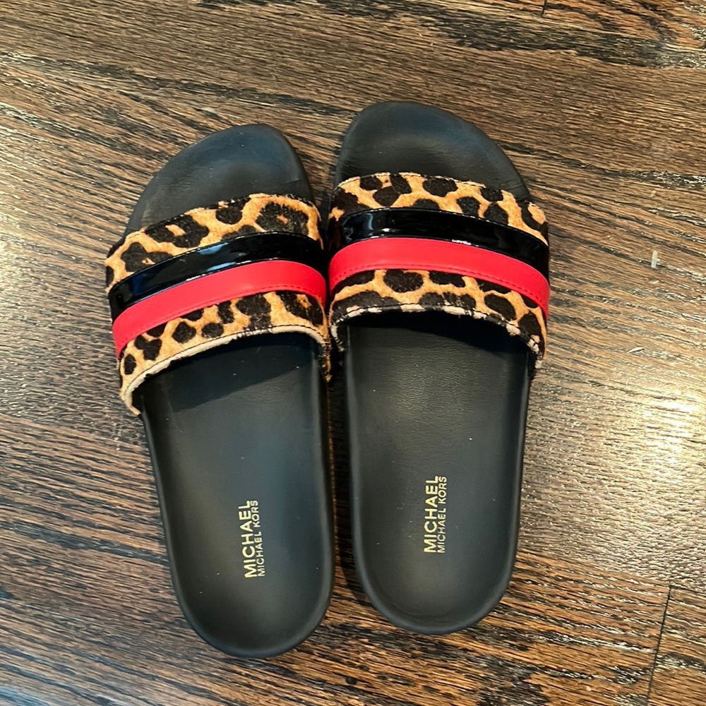 Michael Kors Slides, Cheetah Print/Red Size 6 - image 1
